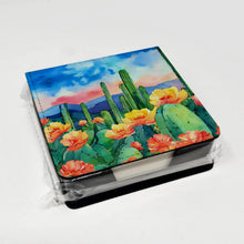 Load image into Gallery viewer, Arizona Saguaro Cactus Blossom in Watercolor PU Leather Note Paper Holder
