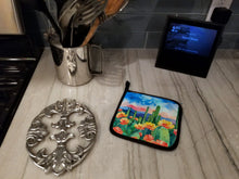 Load image into Gallery viewer, Arizona Saguaro Cactus Blossom in Watercolor Pair of Pot Holders