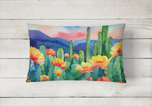 Load image into Gallery viewer, Arizona Saguaro Cactus Blossom in Watercolor Fabric Decorative Pillow