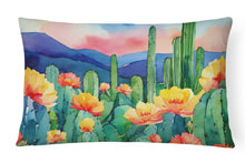 Load image into Gallery viewer, Arizona Saguaro Cactus Blossom in Watercolor Fabric Decorative Pillow