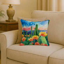 Load image into Gallery viewer, Arizona Saguaro Cactus Blossom in Watercolor Throw Pillow