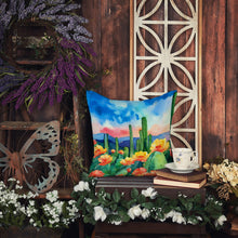Load image into Gallery viewer, Arizona Saguaro Cactus Blossom in Watercolor Throw Pillow