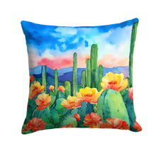 Load image into Gallery viewer, Arizona Saguaro Cactus Blossom in Watercolor Throw Pillow