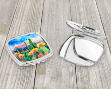 Load image into Gallery viewer, Arizona Saguaro Cactus Blossom in Watercolor Compact Mirror