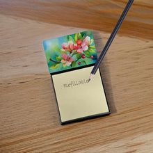 Load image into Gallery viewer, Arkansas Apple Blossom in Watercolor Sticky Note Holder- Refiilable Desk Accessory Note Pad