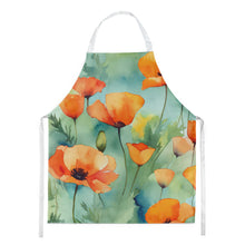 Load image into Gallery viewer, California California Poppies in Watercolor Apron – Artist-Designed Kitchen, BBQ &amp; Craft Apron
