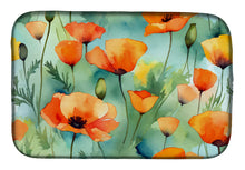 Load image into Gallery viewer, California California Poppies in Watercolor Dish Drying Mat