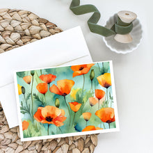Load image into Gallery viewer, California California Poppies in Watercolor Greeting Cards -  Blank Note Cards – 8-Pack of Artist-Designed Cards with Envelopes