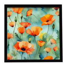 Load image into Gallery viewer, California California Poppies in Watercolor Framed Metal Print