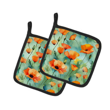 Load image into Gallery viewer, California California Poppies in Watercolor Pair of Pot Holders