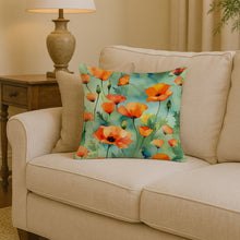 Load image into Gallery viewer, California California Poppies in Watercolor Throw Pillow