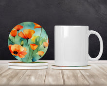 Load image into Gallery viewer, California California Poppies in Watercolor Large Sandstone Coasters Pack of 4