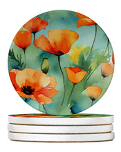 Load image into Gallery viewer, California California Poppies in Watercolor Large Sandstone Coasters Pack of 4