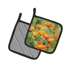 Load image into Gallery viewer, California California Poppies in Watercolor Pair of Pot Holders