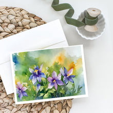 Load image into Gallery viewer, Colorado Rocky Mountain Columbine in Watercolor Greeting Cards -  Blank Note Cards – 8-Pack of Artist-Designed Cards with Envelopes