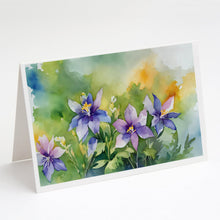 Load image into Gallery viewer, Colorado Rocky Mountain Columbine in Watercolor Greeting Cards -  Blank Note Cards – 8-Pack of Artist-Designed Cards with Envelopes
