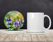 Load image into Gallery viewer, Colorado Rocky Mountain Columbine in Watercolor Large Sandstone Coasters Pack of 4