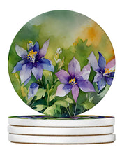 Load image into Gallery viewer, Colorado Rocky Mountain Columbine in Watercolor Large Sandstone Coasters Pack of 4