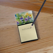 Load image into Gallery viewer, Colorado Rocky Mountain Columbine in Watercolor Sticky Note Holder- Refiilable Desk Accessory Note Pad