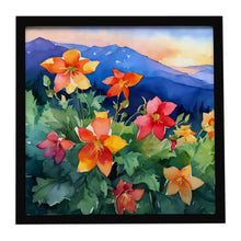 Load image into Gallery viewer, Colorado Rocky Mountain Columbine in Watercolor Framed Metal Print