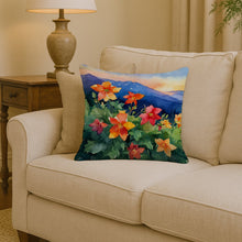 Load image into Gallery viewer, Colorado Rocky Mountain Columbine in Watercolor Throw Pillow