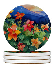 Load image into Gallery viewer, Colorado Rocky Mountain Columbine in Watercolor Large Sandstone Coasters Pack of 4