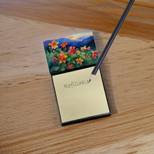 Load image into Gallery viewer, Colorado Rocky Mountain Columbine in Watercolor Sticky Note Holder- Refiilable Desk Accessory Note Pad