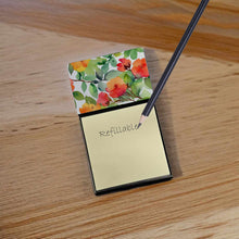 Load image into Gallery viewer, Connecticut Mountain Laurels in Watercolor Sticky Note Holder- Refiilable Desk Accessory Note Pad