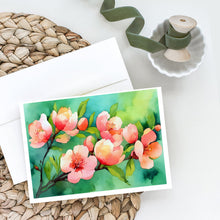 Load image into Gallery viewer, Delaware Peach Blossom in Watercolor Greeting Cards -  Blank Note Cards – 8-Pack of Artist-Designed Cards with Envelopes