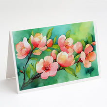 Load image into Gallery viewer, Delaware Peach Blossom in Watercolor Greeting Cards -  Blank Note Cards – 8-Pack of Artist-Designed Cards with Envelopes