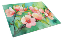 Load image into Gallery viewer, Delaware Peach Blossom in Watercolor Glass Cutting Boards – Durable, Decorative Kitchen Art Large