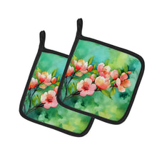 Load image into Gallery viewer, Delaware Peach Blossom in Watercolor Pair of Pot Holders