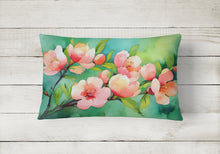 Load image into Gallery viewer, Delaware Peach Blossom in Watercolor Fabric Decorative Pillow