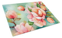 Load image into Gallery viewer, Delaware Peach Blossom in Watercolor Glass Cutting Boards – Durable, Decorative Kitchen Art Large