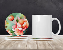 Load image into Gallery viewer, Delaware Peach Blossom in Watercolor Large Sandstone Coasters Pack of 4