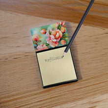 Load image into Gallery viewer, Delaware Peach Blossom in Watercolor Sticky Note Holder- Refiilable Desk Accessory Note Pad