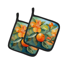 Load image into Gallery viewer, Florida Orange Blossom in Watercolor Pair of Pot Holders