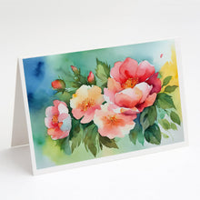 Load image into Gallery viewer, Georgia Cherokee Rose in Watercolor Greeting Cards -  Blank Note Cards – 8-Pack of Artist-Designed Cards with Envelopes