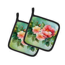 Load image into Gallery viewer, Georgia Cherokee Rose in Watercolor Pair of Pot Holders