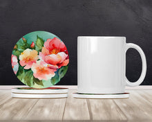 Load image into Gallery viewer, Georgia Cherokee Rose in Watercolor Large Sandstone Coasters Pack of 4