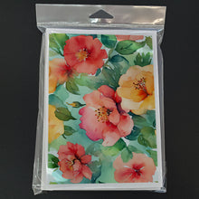 Load image into Gallery viewer, Georgia Cherokee Rose in Watercolor Greeting Cards -  Blank Note Cards – 8-Pack of Artist-Designed Cards with Envelopes