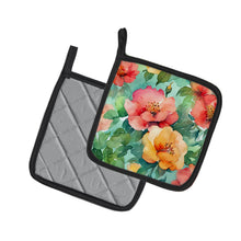 Load image into Gallery viewer, Georgia Cherokee Rose in Watercolor Pair of Pot Holders