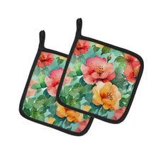 Load image into Gallery viewer, Georgia Cherokee Rose in Watercolor Pair of Pot Holders