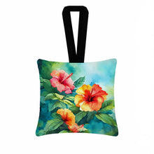 Load image into Gallery viewer, Hawaii Hawaiian Hibiscus in Watercolor Hanging Square Fabric Ornament 3.5 × 3.5