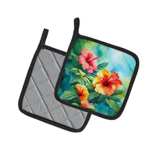 Load image into Gallery viewer, Hawaii Hawaiian Hibiscus in Watercolor Pair of Pot Holders