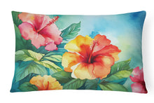 Load image into Gallery viewer, Hawaii Hawaiian Hibiscus in Watercolor Fabric Decorative Pillow