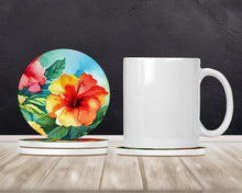 Load image into Gallery viewer, Hawaii Hawaiian Hibiscus in Watercolor Large Sandstone Coasters Pack of 4