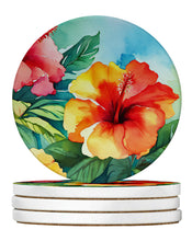 Load image into Gallery viewer, Hawaii Hawaiian Hibiscus in Watercolor Large Sandstone Coasters Pack of 4