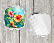 Load image into Gallery viewer, Hawaii Hawaiian Hibiscus in Watercolor Compact Mirror