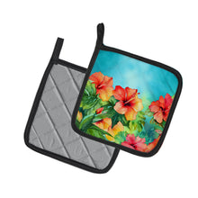 Load image into Gallery viewer, Hawaii Hawaiian Hibiscus in Watercolor Pair of Pot Holders